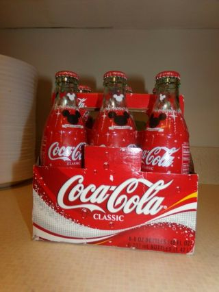 Disney Mickey Mouse 75 Inspearations Coke Coca Cola 8 Oz Bottle 6 Pack.