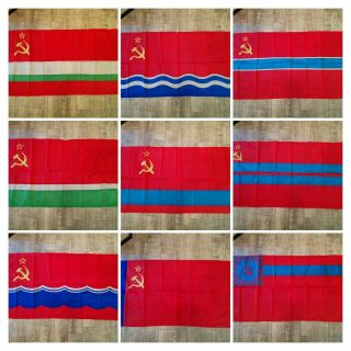 Flag Made In Ussr Soviet Union Large Banner Sickle & Hammer Emblem
