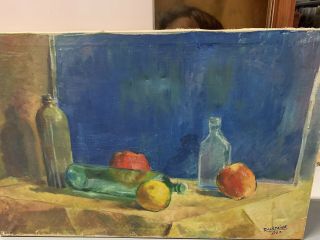Fine 1963 Fruit Still Life By Listed Spanish Artist Raul Jaime,  20”x30”,  Oil Signd