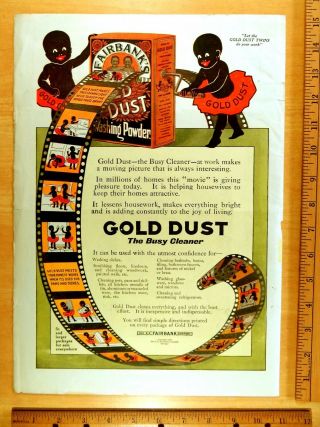 1916 Ad Fairbanks Gold Dust Twins Black Americana Film Kitchen Bath Home Ethnic