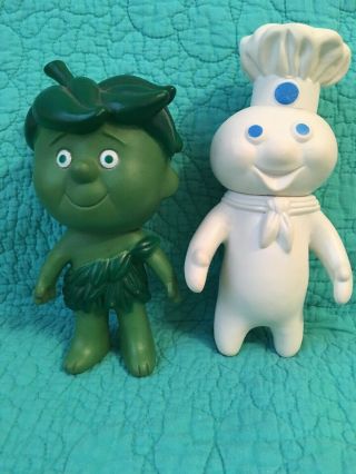 Set Of 2 Pillsbury Doughboy & Little Sprout Green Gaint Vinyl Toy Figures