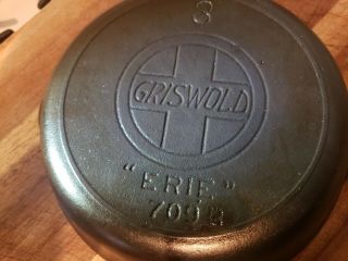 Griswold No.  3 Cast Iron Skillet Slant Logo Heat Ring 709b