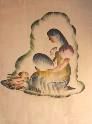 Painting By Mary Eleanore Hughes Early California Artist Mexican Meditation 1946