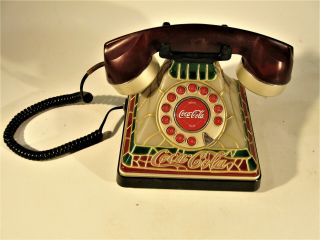 Vintage Coca Cola Faux Tiffany Stained Glass Telephone