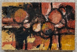 Vintage 1960s Abstract Oil Painting Mid Century Modern Wall Hanging Art Thomson