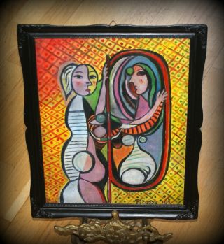French Avant Garde Cubist Oil Painting Sketch Sign Picasso,  1932