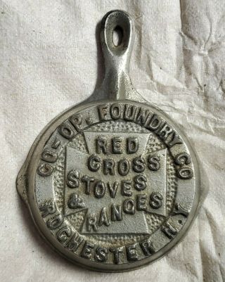 Old Red Cross Stoves & Ranges Cast Iron Miniature Advertising Frying Pan