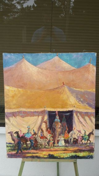 Harold Landaker Ca Artist Acrylic Canvas Circus Painting " Performer 