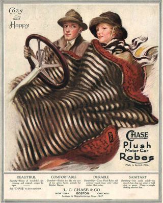 Chase Plush Motor Car Robes Couple Under Blanket Convertible 1917 Print Ad