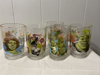 Shrek The Third Glasses From Mcdonalds,  Complete Set Of 4 Plus Bonus Babies