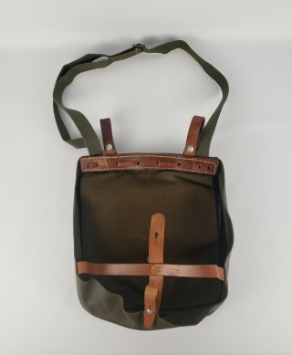 Vintage Swiss Army Military Canvas Leather Messenger Bread Surplus Bag (3)