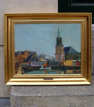 Sinding Christensen (1898) Harbour View.  Christians Church.  Copenhagen.  1940s