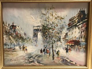 RANDALL V.  DAVEY (1887 - 1964) Impressionist City Oil Painting Canvas R.  DAVEY 2