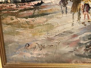 RANDALL V.  DAVEY (1887 - 1964) Impressionist City Oil Painting Canvas R.  DAVEY 3