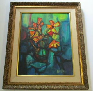 Alberto Vela Early Modernist Cubist Cubism Abstract Floral 1960 