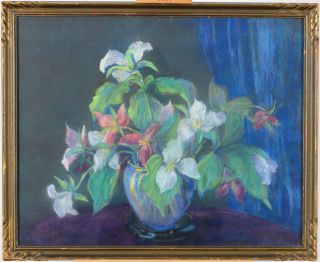 Lily Osman Adams (1865–1945) Rca Canadian Listed Vintage Pastel Still Life Floral
