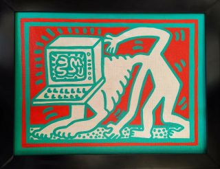 Acrylic On Canvas By Keith Haring 1982