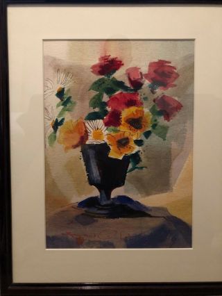 " Flowers " Fred I.  Ochi (listed Artist) Watercolor Painting