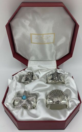 Hans Turnwald Set Of 4 Silver Napkin Rings Miami Paris