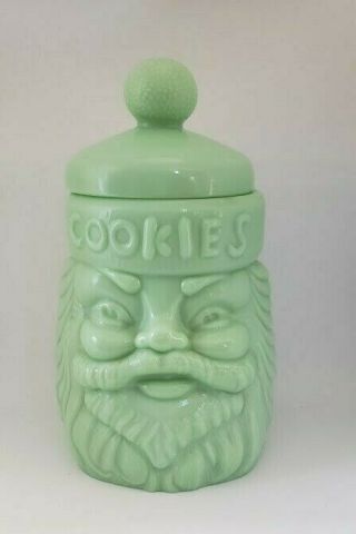 Cracker Barrel Jadeite Santa Claus Cookie Jar