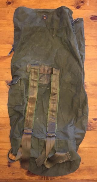 Vintage 70s Us Military Army Canvas Duffel Bag Rucksack Backpack Heavy Duty 36 "