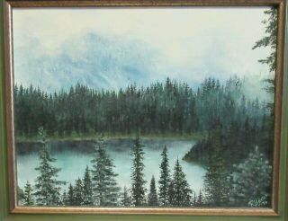 R.  Hansen Impressionist River Foggy Landscape Oil On Board Painting Dated 1976