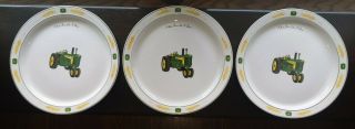 Set Of 3 John Deere Licensed Dinner Plates 10 7/8 " Gibson Wheat Logo