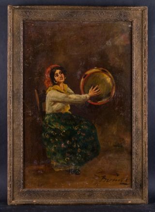 Early 20th Century Traditional Oil Painting " Portrait Of Girl " Signed