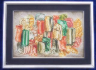 Mid - Century Modern Abstract Painting Signed Avanzimi? Illegible Great Colors