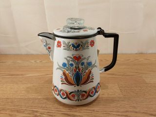 Vintage 1965 Berggren Swedish Enamelware Coffee Pot Roaster See Pictures 2