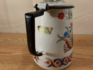 Vintage 1965 Berggren Swedish Enamelware Coffee Pot Roaster See Pictures 3