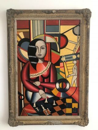 Painting Oil On Canvas Fernand Leger French Painter Cubist