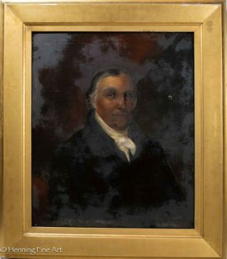 Large 19th Century Oil Painting On Canvas Of Male Portrait In Gold Frame