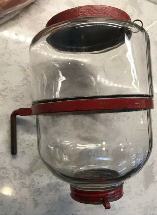 Antique Hoosier Type Swing Out Glass Sugar Jar With Ring And Lids