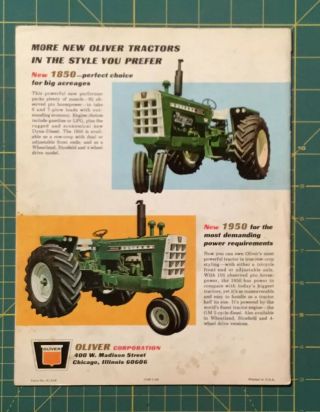 1966 OLIVER 1650 TRACTOR SALES BROCHURE,  Dad Picked It Up In 1967 2