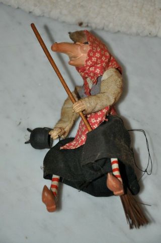 Vintage Hanging Lucky Norwegian Kitchen Witch On Broom Good Luck