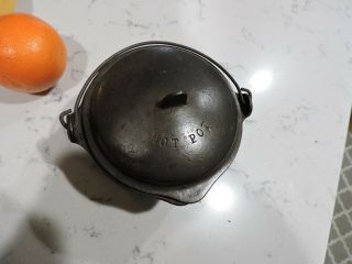 Vintage Wagner Ware Cast Iron Toy Hot Pot With Wire Handle And Lid