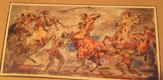 Mid Century Art Mixed Media By Charles Burdick Fighting Centaurs Painting Horses