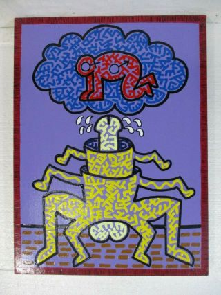 Acrylic On Canvas By Keith Haring 1988 In