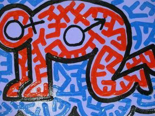 ACRYLIC ON CANVAS BY KEITH HARING 1988 IN 3