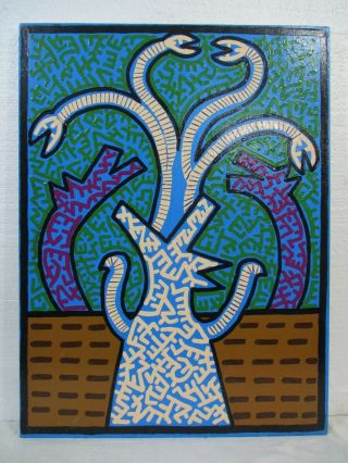 Acrylic On Canvas By Keith Haring 1987 In