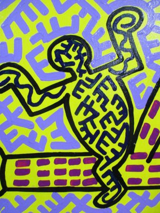 ACRYLIC ON CANVAS BY KEITH HARING 1985 IN 3