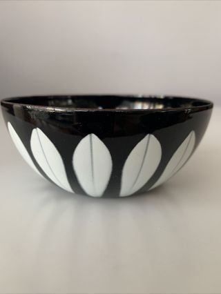 Vintage Cathrineholm Black And White Enamel Bowl 4” Norway Mcm