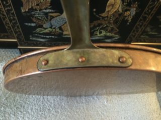 Antique French shallow copper and brass pan 11 