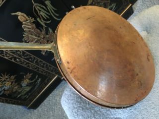 Antique French shallow copper and brass pan 11 