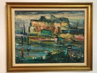 Listed California Artist Clifford Silsby Abstract Mid Century Oil On Canvas