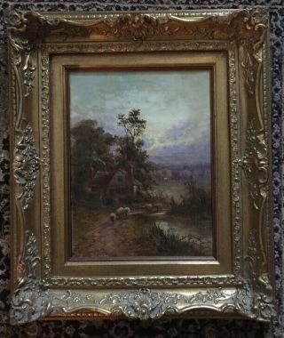 Early 20th Century Oil On Canvas English Landscape With Sheep Signed S Y Johnson