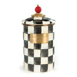 Mackenzie Childs Courtly Check Enamel Canister - Large