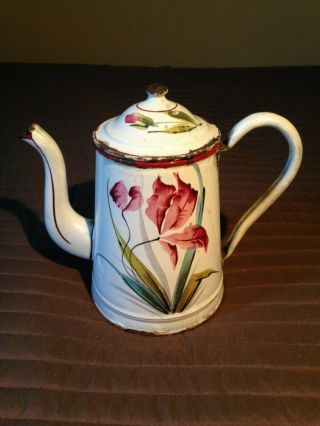 French Vintage Enamel Coffee Pot