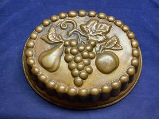 Antique Heavy Copper Large Wall Hanging Mold Fruit 13 1/2” X 11 1/4” 2